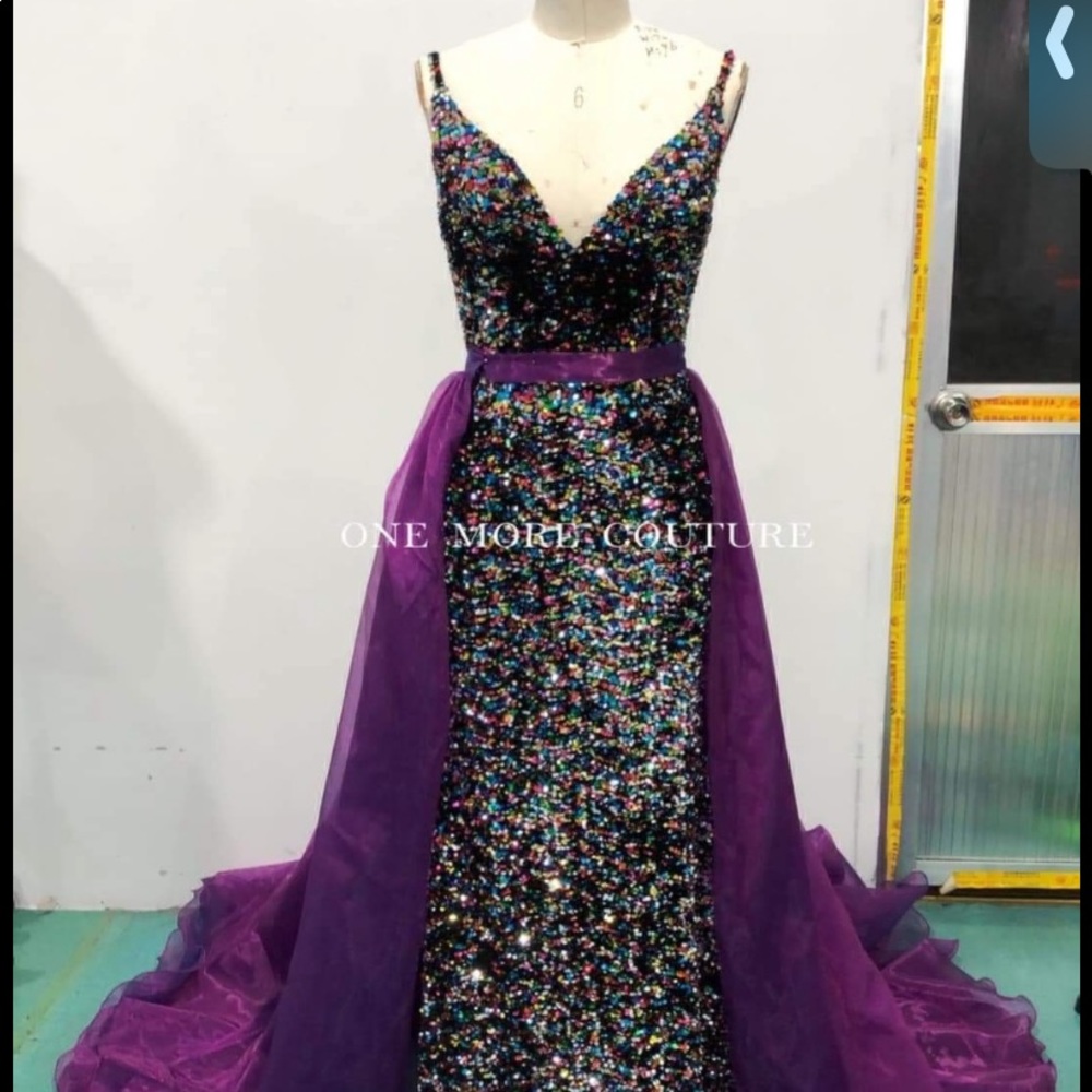 Size 8 fits like an 8/10 One More Couture Dress With Purple Overskirt